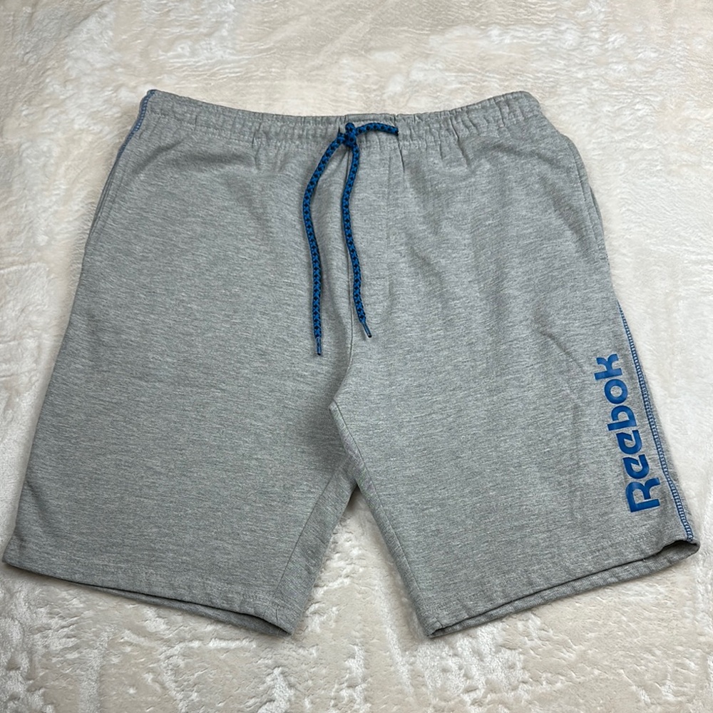 Reebok Sleepwear Athletic Comfortable Gray & Blue Shorts with Elastic Waistband
